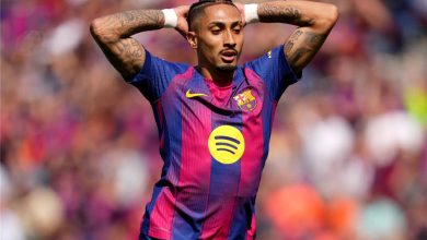 المباريات التي سيغيب عنها رافينها مع برشلونة نتيجة الإصابة