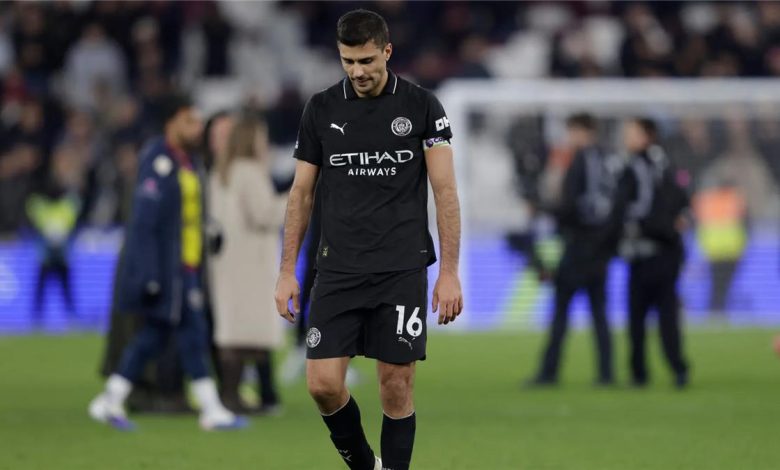 رودري عقب التعادل مع وست هام: فقدنا لقب البطل الخارق واللوم غير مجدي في الوقت الحالي