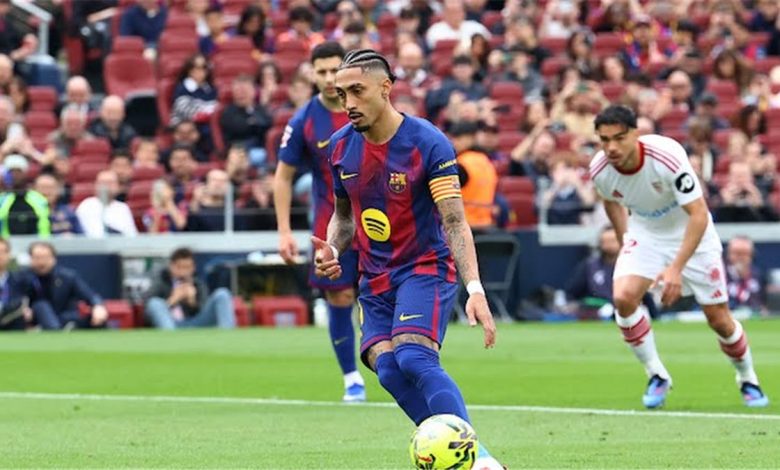 فيديو حصري: رافينها يفتح التسجيل لبرشلونة في شباك إشبيلية بالدوري الإسباني