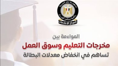 الحكومة تعلن انخفاض معدل البطالة إلى 6.2% بنهاية الربع الرابع من 2025 مقارنة بـ 12.9% في 2014
