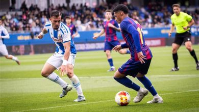 برشلونة أتلتيك يحقق انتصاراً مقنعاً على إسبانيول بثلاثية وسط حضور فليك وحمزة عبد الكريم