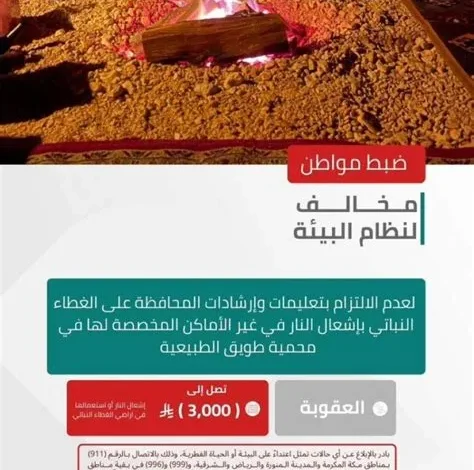 ضبط مواطن بتهمة إشعال النار في محمية طويق الطبيعية