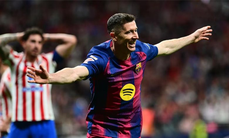 فيديو حصري: ليفاندوفسكي يوقع هدف برشلونة الثاني بالصدفة أمام أتلتيكو مدريد